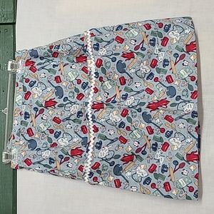 Handmade Apron Vintage Motif Teapot Rolling Pin Fabric Ric-rac Trim